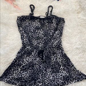 Random Hearts cotton leopard one piece with shorts. Elastic waist with accents.